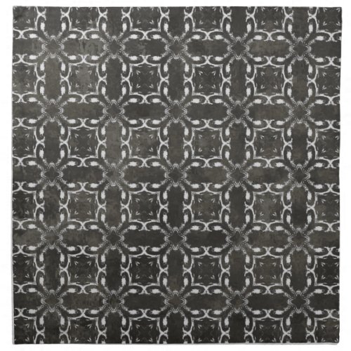 Silver Gray and Black Metallic Filigree Pattern Cloth Napkin