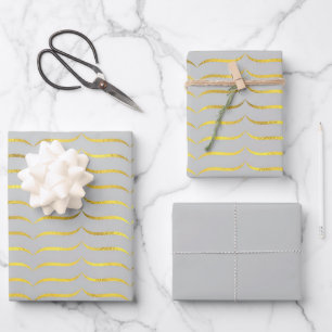 Silver Gray and Gold  Wrapping Paper Sheets