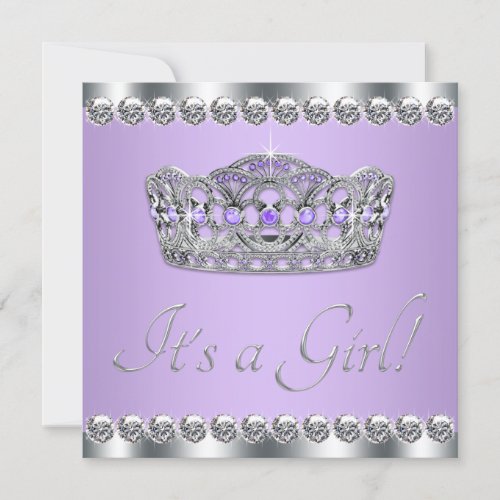 Silver Gray Lavender Purple Baby Shower Invitations
