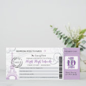 Silver Gray and Purple Night in Paris School Prom Invitation (Standing Front)
