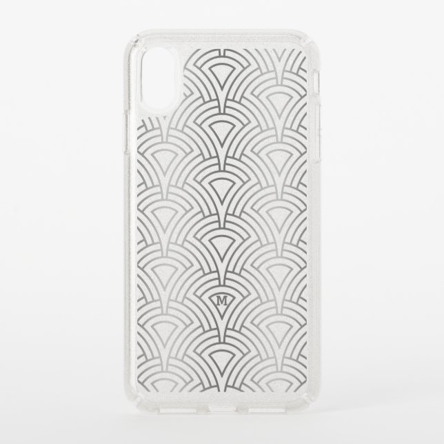 Silver gray and white art-deco pattern speck iPhone XS max case (Front)