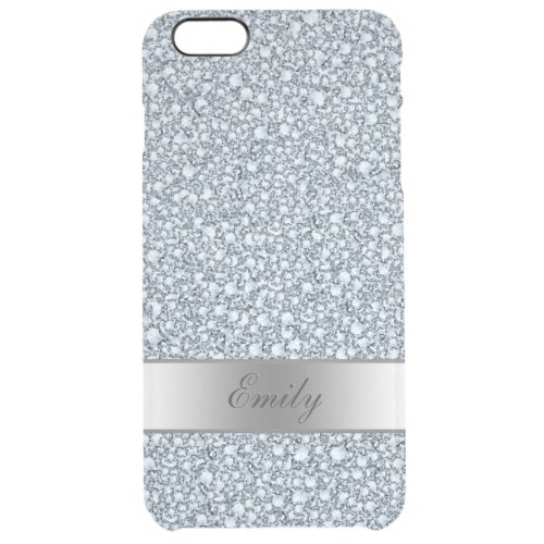 Silver Gray And White Encrusted Diamonds Clear iPhone 6 Plus Case