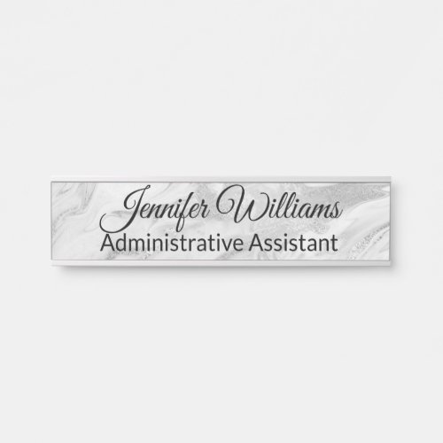 Silver Gray and White Marbled Door Name Plate