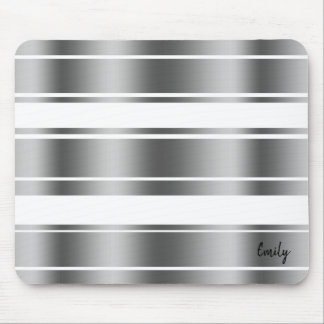 Silver-gray And White Stripes Pattern Mouse Pad
