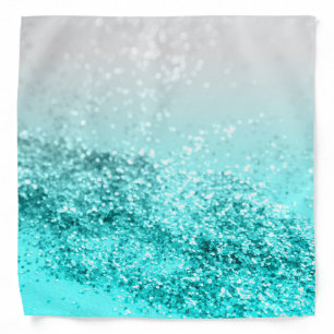 Silver Gray Aqua Teal Ocean Glitter #1 Bandana