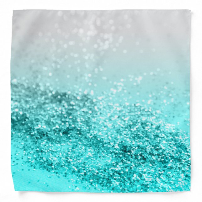 Silver Gray Aqua Teal Ocean Glitter #1 Bandana (Front)
