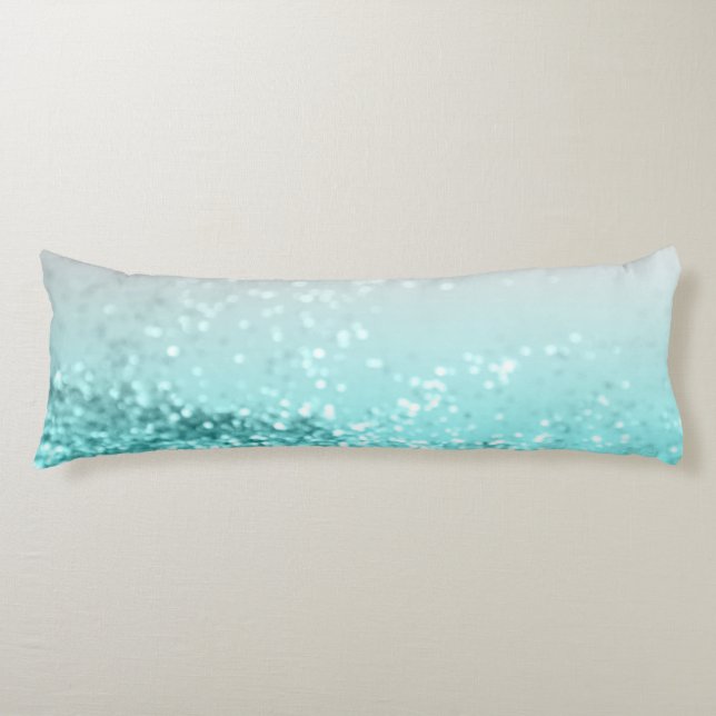 Silver Gray Aqua Teal Ocean Glitter #1 Body Pillow (Front)