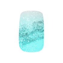 Silver Gray Aqua Teal Ocean Glitter #1 Minx Nail Art Silver Gray Aqua Teal Ocean Glitter #1 Minx Nail Art