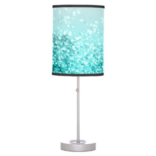 Silver Gray Aqua Teal Ocean Glitter #1 Table Lamp