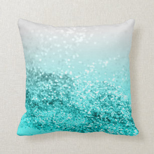 teal and silver throw pillows