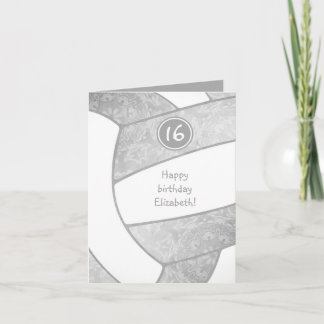 silver gray artsy volleyball sports birthday card