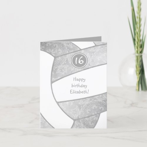 silver gray artsy volleyball sports birthday card