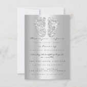 Silver Gray Baby Girl Boy Shower Feet Foot Drips Invitation (Front)