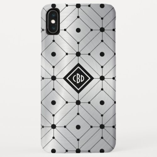 Silver_gray background black geometric pattern iPhone XS max case