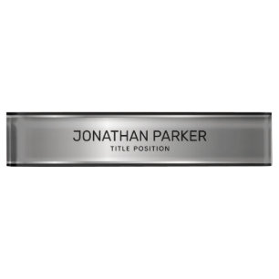 Silver- Gray Background Desk Name Plate