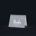 Silver Gray Bar Mitzvah Tallit Modern Bold Script Thank You Card<br><div class="desc">Make sure your favorite Bar Mitzvah shows his appreciation to all who supported his milestone event! Send out this cool, unique, modern, personalized thank you card. Bold, white script typography, Star of David, and a soft gray and silver glitter striped tallit inspired graphic overlay a simple, lighter soft gray background....</div>