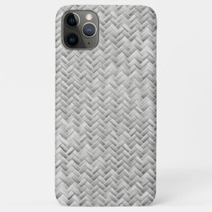 Silver Gray Basket Weave Geometric Pattern iPhone 11 Pro Max Case