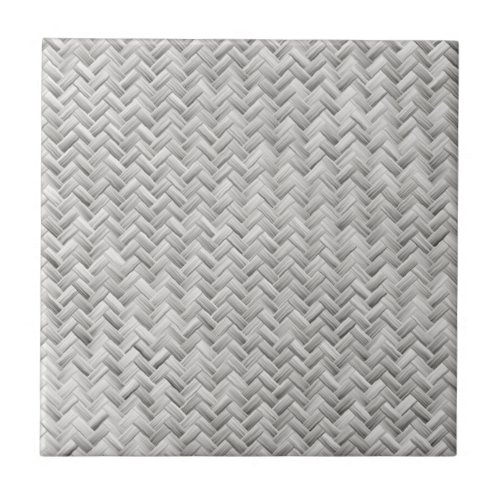 Silver Gray Basket Weave Geometric Pattern Tile