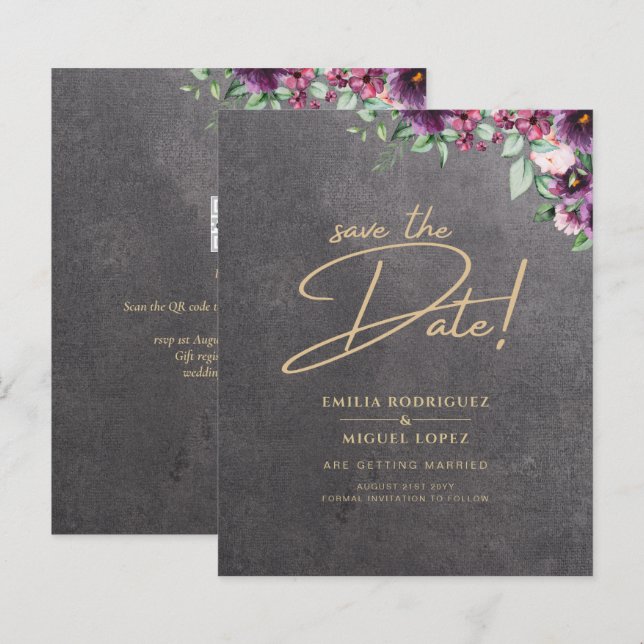 Silver Gray Berry Floral Wedding Winter Fall (Front/Back)