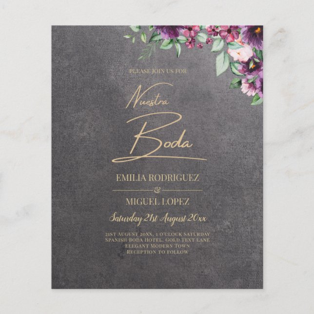 Silver Gray Berry Floral Wedding Winter Fall Flyer (Front)