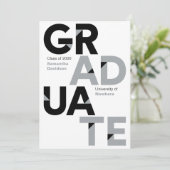 Silver Gray Big Bold Angle-Cut Letters Graduation Invitation (Standing Front)