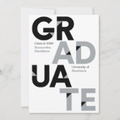 Silver Gray Big Bold Angle-Cut Letters Graduation Invitation (Front)