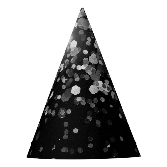 Silver Gray Black Glitter #3 (Faux Glitter) Party Hat (Front)