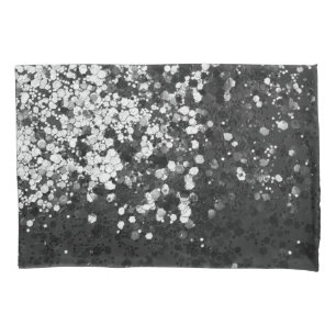 Silver Gray Black Glitter Glam #1 Pillow Case