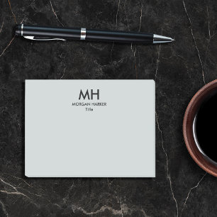 Silver Gray Black Minimal Clean Initials Post-it Notes