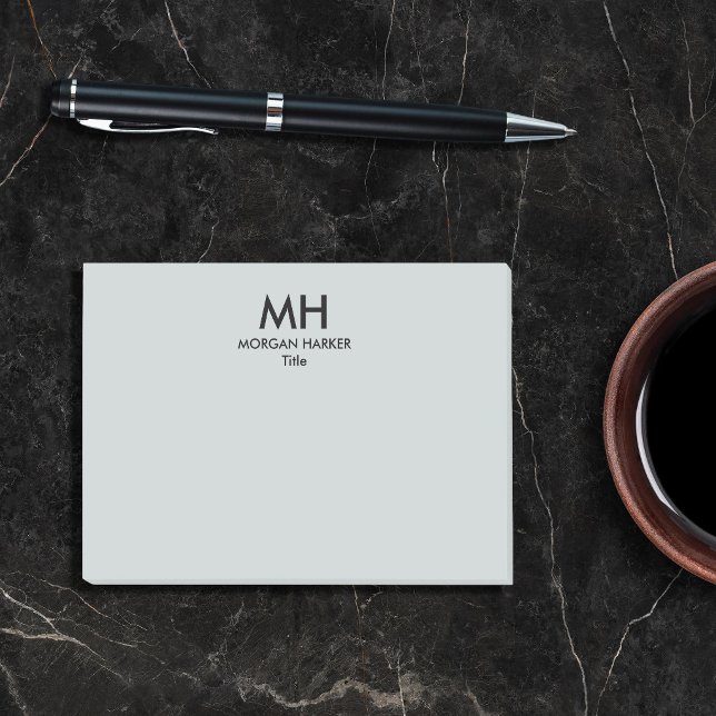 Silver Gray Black Minimal Clean Initials Post-it Notes (Creator Uploaded)