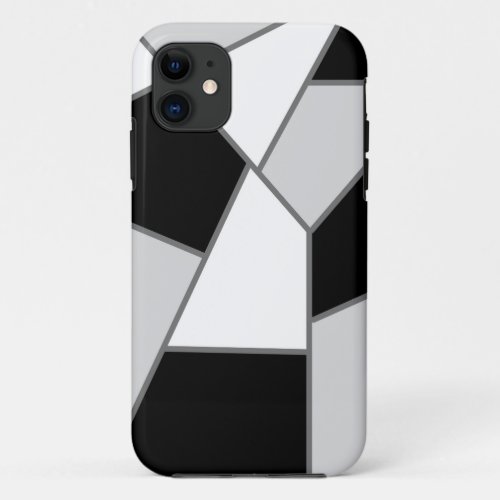 Silver Gray Black White Geometric iPhone 11 Case