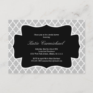 Silver Gray, Black & White Moroccan Invitation