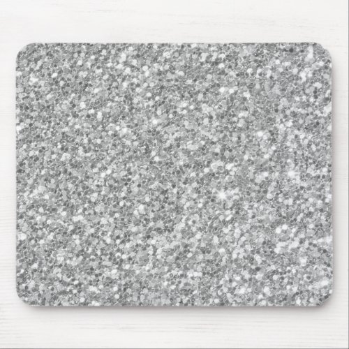 Silver Gray Bling Glitter Mouse Pad