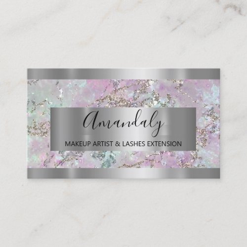 Silver Gray Blue Marble  Frame Event Planner Business Card