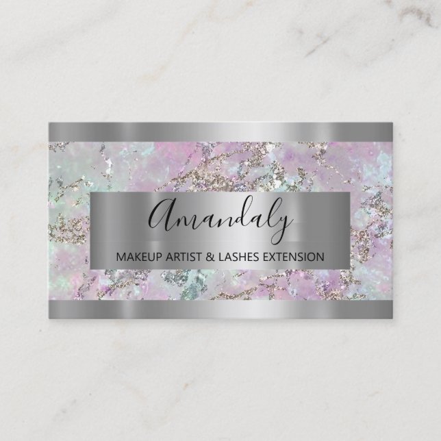 Silver Gray Blue Marble  Frame Event Planner Business Card (Front)