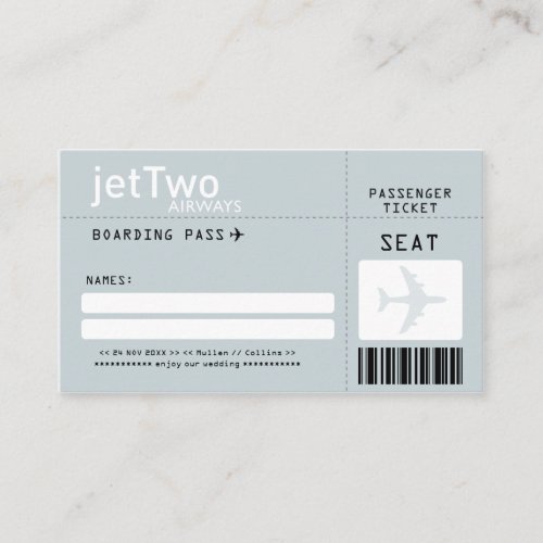 Silver Gray Boarding Pass EscortSeating Card