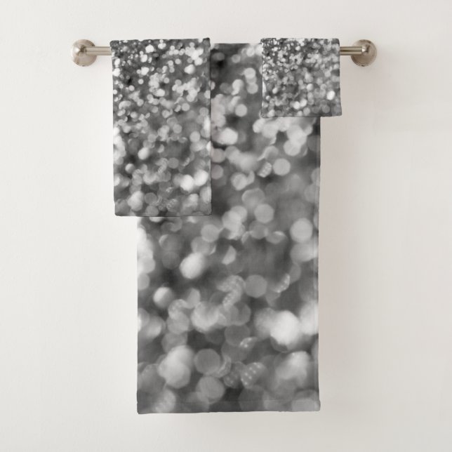 Silver Gray Bokeh Glitter #1 (Faux Glitter) #decor Bath Towel Set (Insitu)