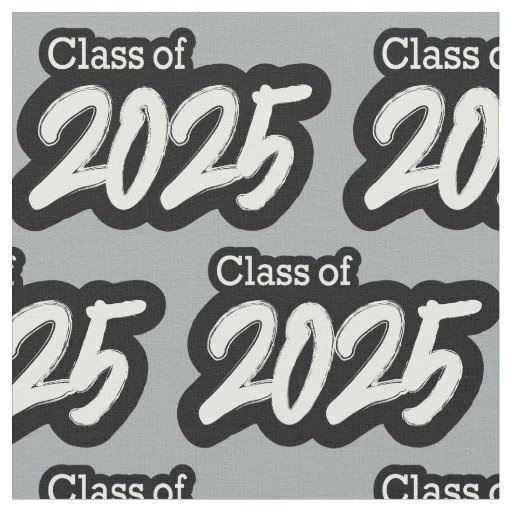 Silver Gray Bold Brush Class of 2025 Fabric