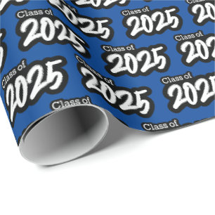 Silver Gray Bold Brush Class of 2025 Wrapping Paper