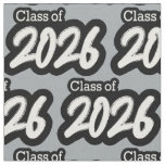 Silver Gray Bold Brush Class of 2026 Fabric