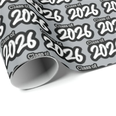 Silver Gray Bold Brush Class of 2026 Wrapping Paper