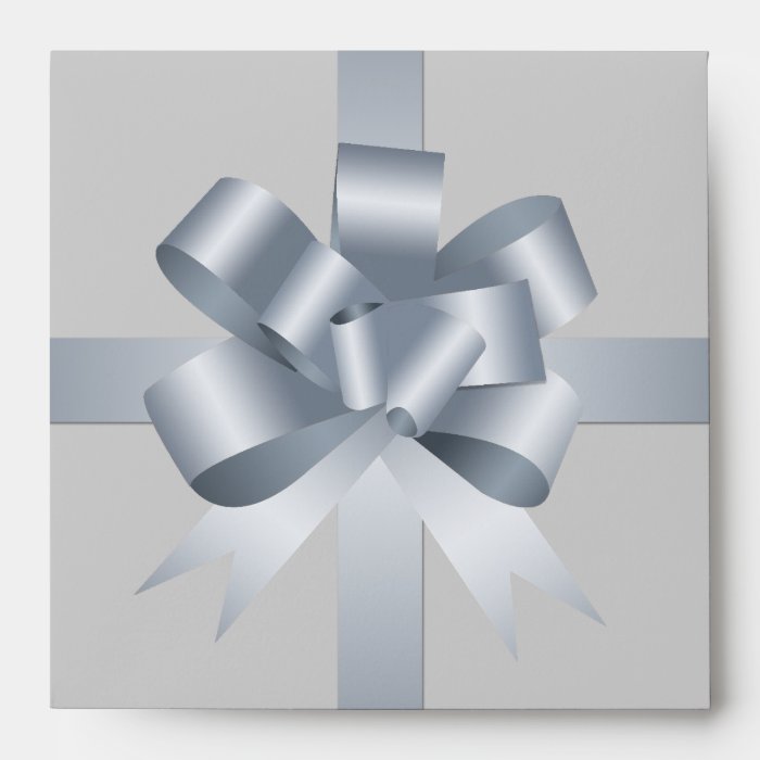 Silver gray bow ribbon holiday gift square CD Envelope