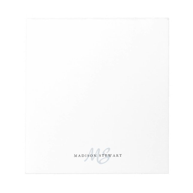 Silver Gray Brush Script Monogram Modern Trendy Notepad (Front)