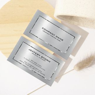 Silver Gray Brushed Aluminum Texture Business Card