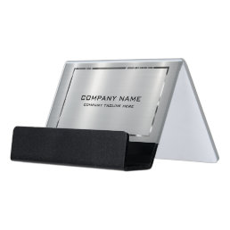 Silver Gray Brushed Aluminum Texture Desk Business Card Holder