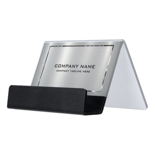 Silver Gray Brushed Aluminum Texture Desk Business Card Holder