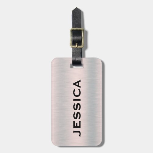 Silver_gray brushed aluminum texture luggage tag