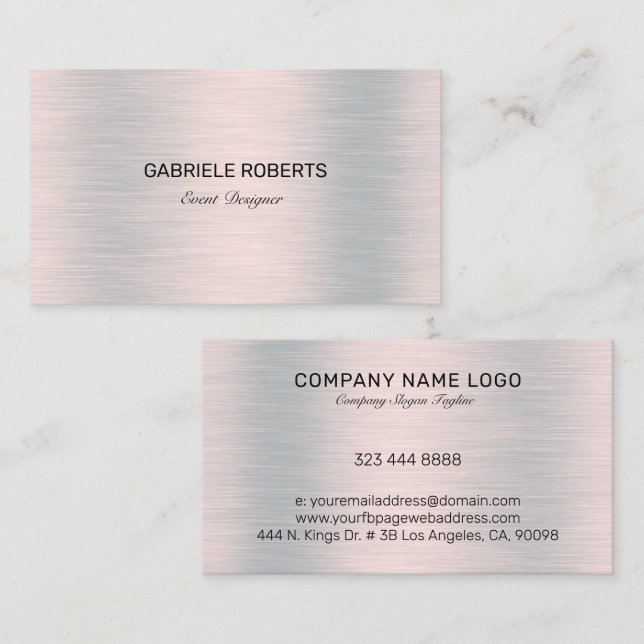 Silver gray brushed faux aluminum business card (Front/Back)
