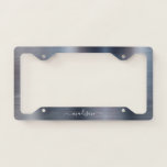 Silver Gray Brushed Metallic Monogram Girly Script License Plate Frame<br><div class="desc">Silver Gray Brushed Metal Metallic Foil Monogram Girly Script License Plate Frame</div>