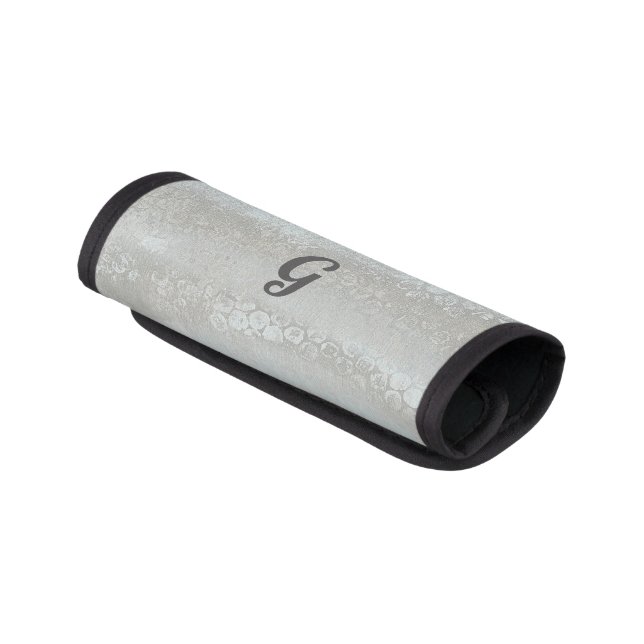 Silver Gray Bubbles Monogram Your Text Template Luggage Handle Wrap (Angled)